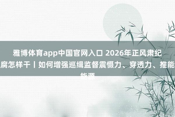 雅博体育app中国官网入口 2026年正风肃纪反腐怎样干丨如何增强巡缉监督震慑力、穿透力、推能源
