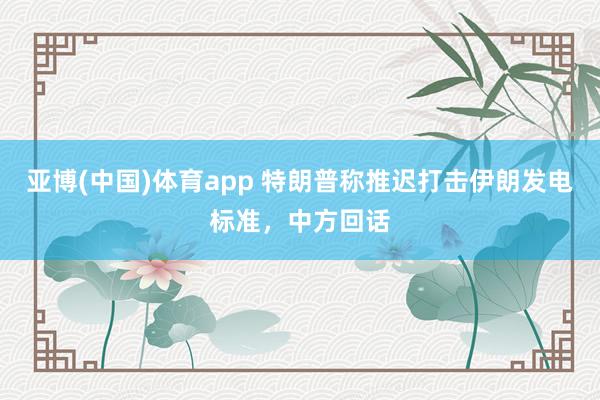 亚博(中国)体育app 特朗普称推迟打击伊朗发电标准，中方回话