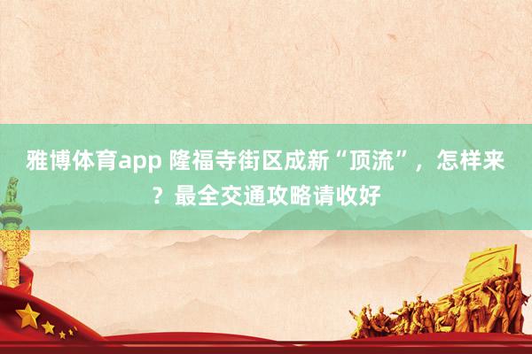 雅博体育app 隆福寺街区成新“顶流”，怎样来？最全交通攻略请收好