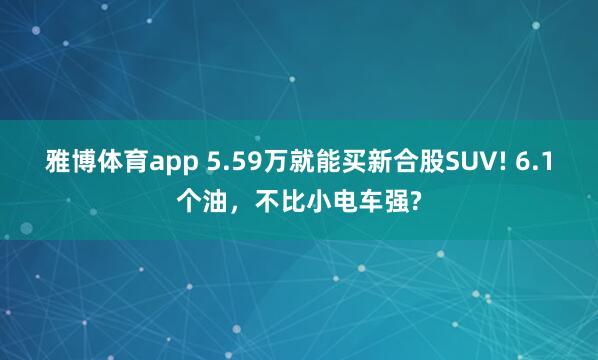 雅博体育app 5.59万就能买新合股SUV! 6.1个油，不比小电车强?