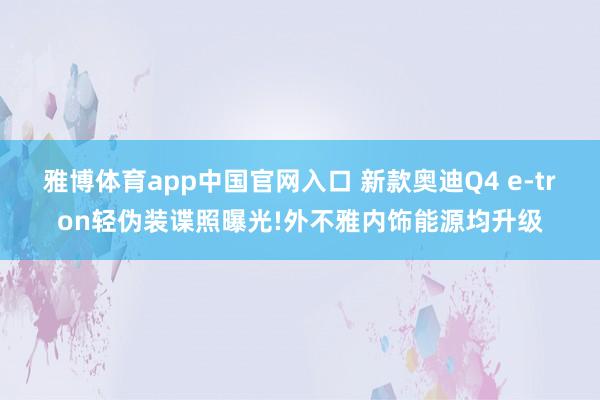 雅博体育app中国官网入口 新款奥迪Q4 e-tron轻伪装谍照曝光!外不雅内饰能源均升级