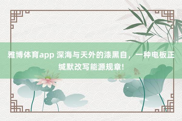 雅博体育app 深海与天外的漆黑自，一种电板正缄默改写能源规章!