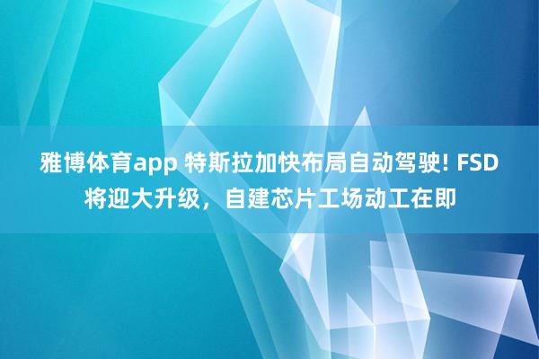 雅博体育app 特斯拉加快布局自动驾驶! FSD将迎大升级，自建芯片工场动工在即