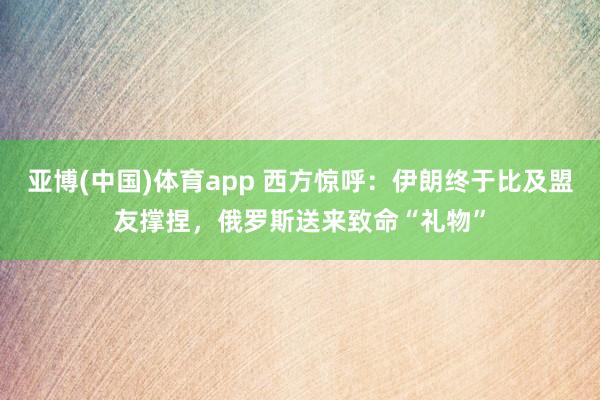 亚博(中国)体育app 西方惊呼：伊朗终于比及盟友撑捏，俄罗斯送来致命“礼物”