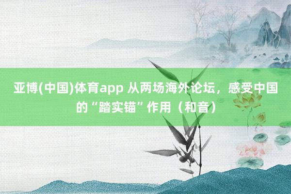 亚博(中国)体育app 从两场海外论坛，感受中国的“踏实锚”作用（和音）