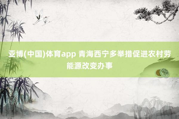 亚博(中国)体育app 青海西宁多举措促进农村劳能源改变办事