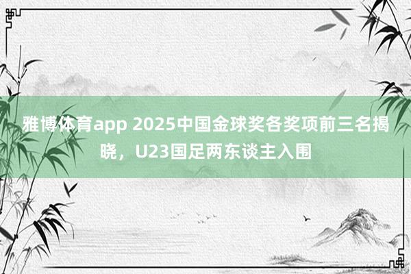 雅博体育app 2025中国金球奖各奖项前三名揭晓，U23国足两东谈主入围
