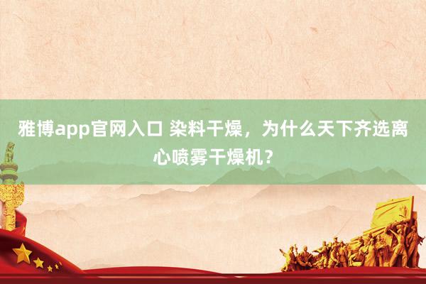 雅博app官网入口 染料干燥，为什么天下齐选离心喷雾干燥机？