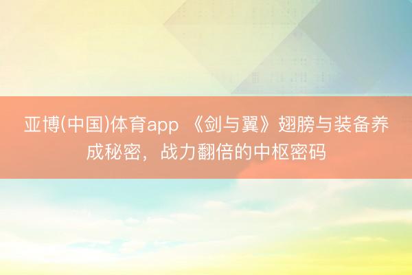 亚博(中国)体育app 《剑与翼》翅膀与装备养成秘密，战力翻倍的中枢密码