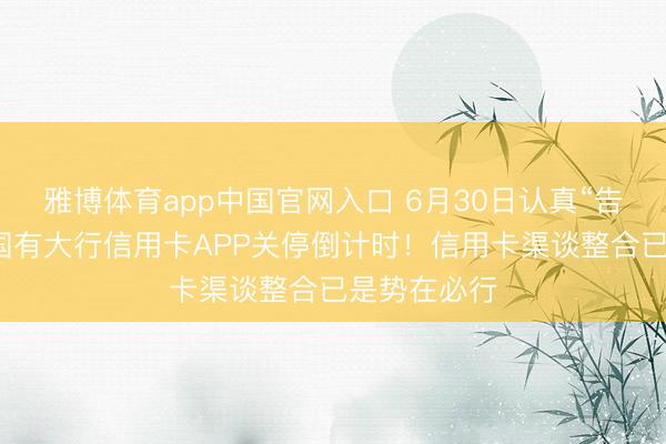 雅博体育app中国官网入口 6月30日认真“告别”，首个国有大行信用卡APP关停倒计时！信用卡渠谈整合已是势在必行