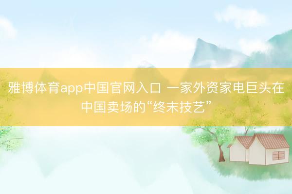 雅博体育app中国官网入口 一家外资家电巨头在中国卖场的“终末技艺”