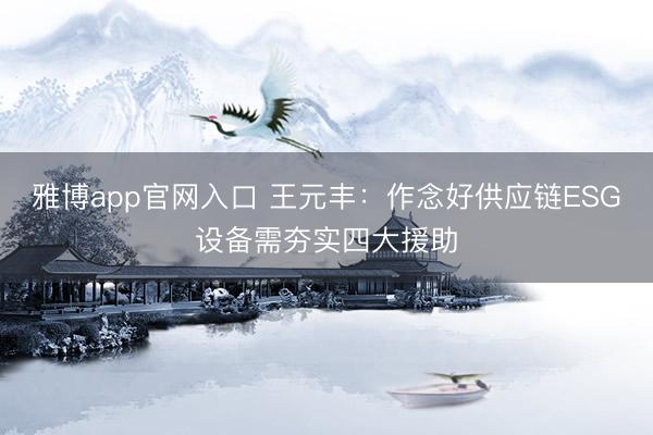雅博app官网入口 王元丰：作念好供应链ESG设备需夯实四大援助