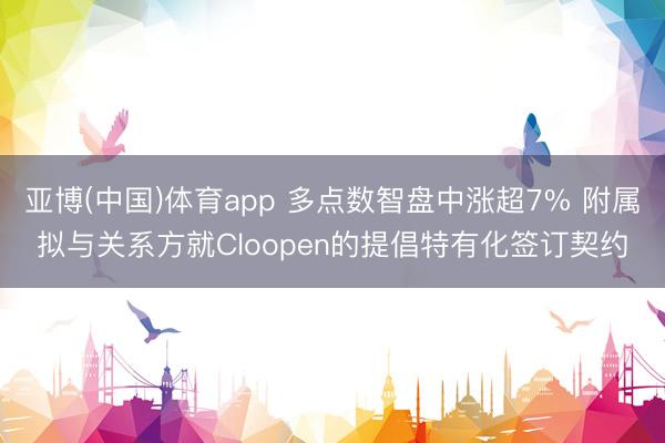 亚博(中国)体育app 多点数智盘中涨超7% 附属拟与关系方就Cloopen的提倡特有化签订契约