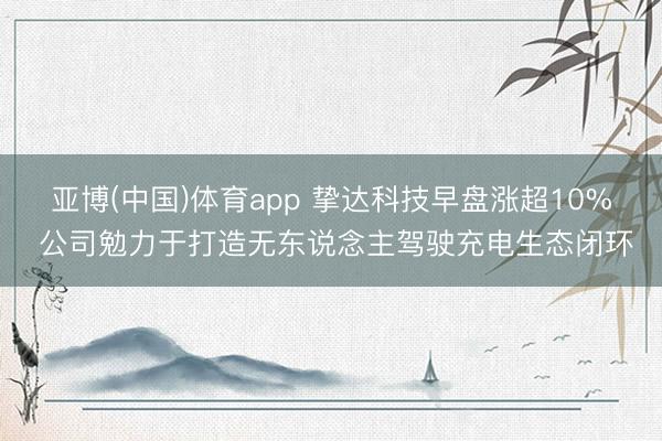 亚博(中国)体育app 挚达科技早盘涨超10% 公司勉力于打造无东说念主驾驶充电生态闭环