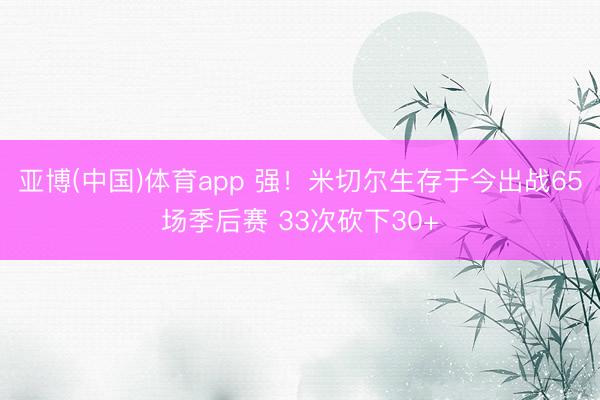 亚博(中国)体育app 强！米切尔生存于今出战65场季后赛 33次砍下30+
