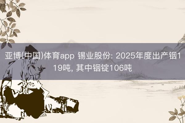 亚博(中国)体育app 锡业股份: 2025年度出产铟119吨， 其中铟锭106吨