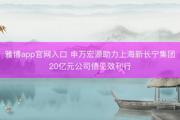 雅博app官网入口 申万宏源助力上海新长宁集团20亿元公司债见效刊行