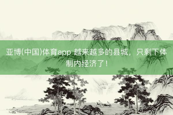 亚博(中国)体育app 越来越多的县城,只剩下体制内经济了!