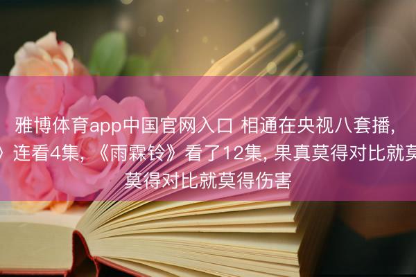 雅博体育app中国官网入口 相通在央视八套播， 《家业》连看4集， 《雨霖铃》看了12集， 果真莫得对比就莫得伤害