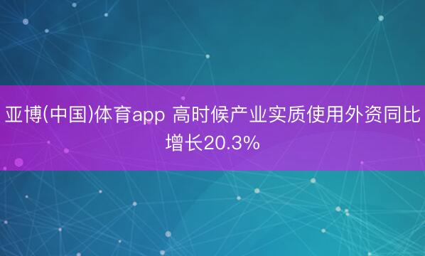 亚博(中国)体育app 高时候产业实质使用外资同比增长20.3%