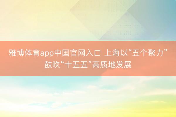 雅博体育app中国官网入口 上海以“五个聚力”鼓吹“十五五”高质地发展