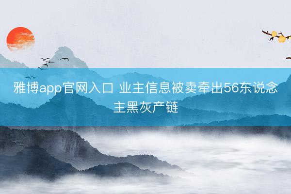 雅博app官网入口 业主信息被卖牵出56东说念主黑灰产链