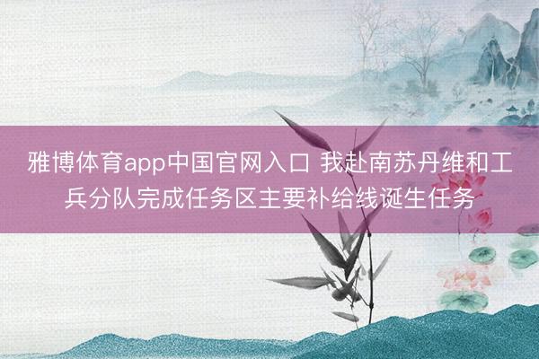 雅博体育app中国官网入口 我赴南苏丹维和工兵分队完成任务区主要补给线诞生任务