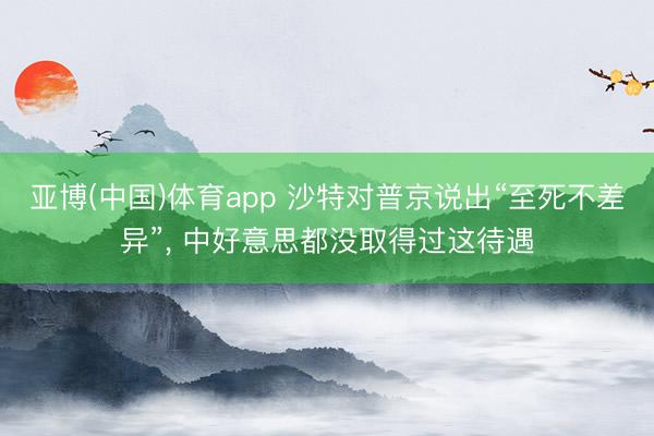 亚博(中国)体育app 沙特对普京说出“至死不差异”, 中好意思都没取得过这待遇