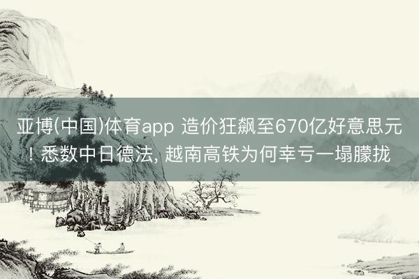 亚博(中国)体育app 造价狂飙至670亿好意思元! 悉数中日德法， 越南高铁为何幸亏一塌朦拢