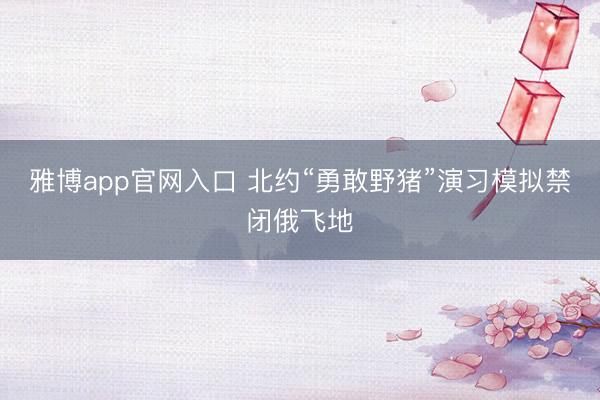 雅博app官网入口 北约“勇敢野猪”演习模拟禁闭俄飞地