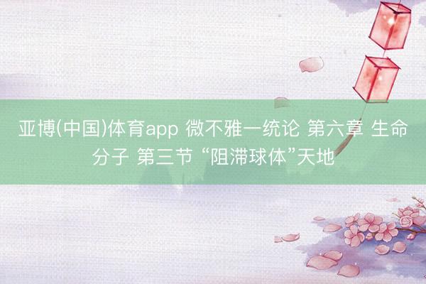 亚博(中国)体育app 微不雅一统论 第六章 生命分子 第三节 “阻滞球体”天地